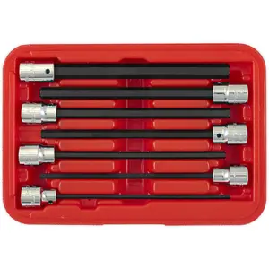 7-Piece Hex Socket Bit Set for 3/8" Drive - Durable S2 Steel with 150mm Long Shafts