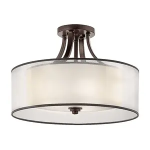 Elstead Lacey 4 Light Semi-Flush Mount, Mission Bronze, E27