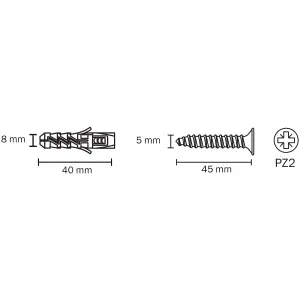 Diall Grey Multi-purpose screw & wall plug (Dia)8mm (L)40mm, Pack of 10