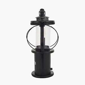 Black Wood Lantern Table Lamp Miners Oil Lamp