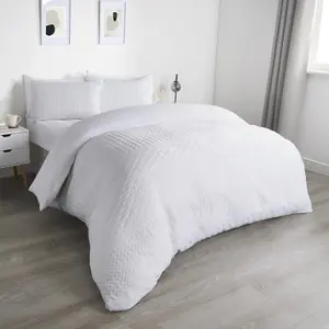 Geo Pinsonic Duvet Cover Set Quilt Bedding Set Pillowcases, White - Double