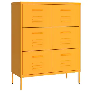 Berkfield Drawer Cabinet Mustard Yellow 80x35x101.5 cm Steel