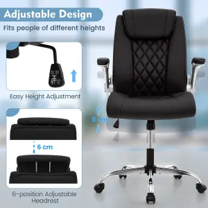 COSTWAY Swivel PU Leather Office Chair with Adjustable Height