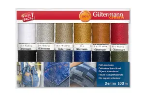 TSET DENIM 12X100M - Thread Set: Denim: 12 x 100m: Assorted Shades - Gutermann