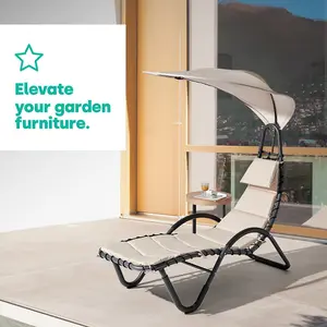 LIVIVO Luxury Soft Padded Sun Lounger with a Sunshade Canopy