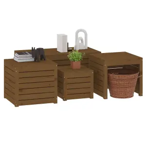 Berkfield 4 Piece Garden Box Set Honey Brown Solid Wood Pine