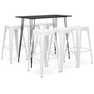 Berkfield 7 Piece Bar Set Black and White