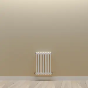 Horizontal White Double Column Radiator (H) 600mm x (W) 425mm, 1889 BTU.