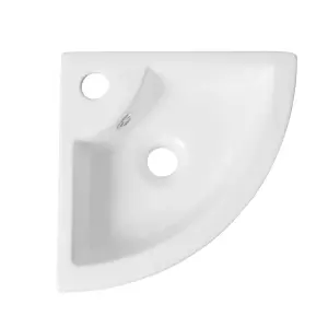 White Triangle Ceramic Wall Mount Counter Sink 43.5cm x 32cm x 13cm