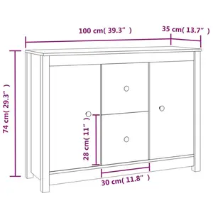 Torres 100Cm 2 Drawer Solid Wood Highboard White