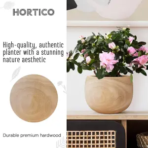 HORTICO™ Indoor Plant Pot, (Dia) 23cm ECO Round Wooden Planter for House Plants with Waterproof Liner D23 H15 cm, 2.6L