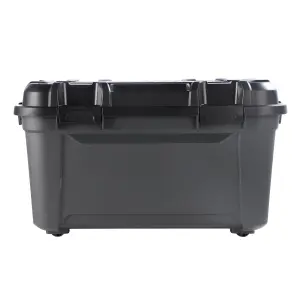 Ezy Storage Bunker tough Black 80L Large Stackable Wheeled Storage box with Lid