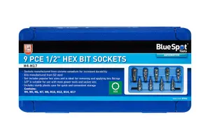 Blue Spot Tools - 9 PCE 1/2" Hex Bit Sockets (H4 - H17)