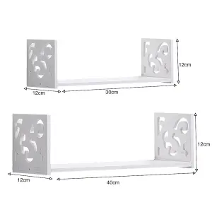 Set of 2 White Modern U Shape Wall Floating Shelves Display Rack Hanging Shelves for Wall Decor