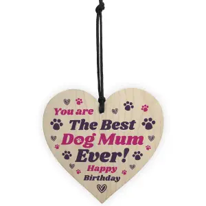 Red Ocean Mum Birthday Gift For Best Dog Mum Ever Wood Heart Pet Lover Dog Birthday Gift