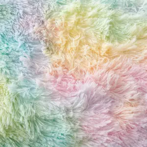 Catherine Lansfield Cuddly Rainbow Deep Pile Faux Fur 130x170cm Blanket Throw Pastel