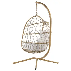 Hanging Chair with Stand ADRIA Fabric Beige