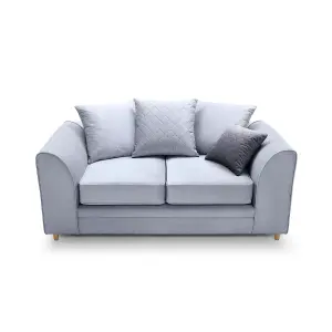 Chicago Velvet 2 Seater Sofa in Silver Blue