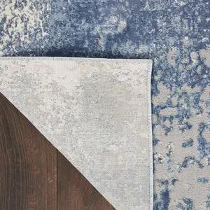 Blue Ivory Modern Abstract Rug Easy to clean Living Room Bedroom and Dining Room-160cm X 221cm