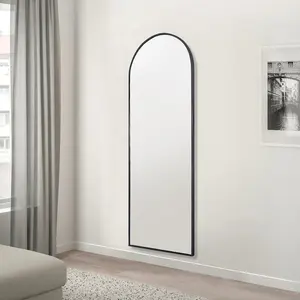 Salma Metal Flat Mirror Matte Black/Bevel Edge / 170cm H x 61cm W