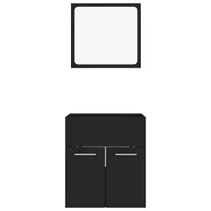 Berkfield 2 Piece Bathroom Furniture Set Black Engineered Wood