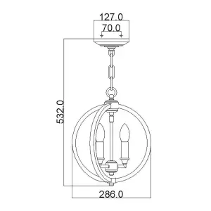 Elstead Corinne 3 Light Small Spherical Ceiling Pendant Polished Nickel, E14