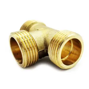 Brass T Shape Water Fuel Pipe Male Tee Adapter Connector 1 inch BSP Thread