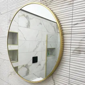 Brushed Brass 800mm x 800mm Plain Round Frame Mirror (13628)