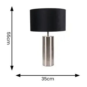 ValueLights Lexy Brushed Chrome Touch Table Lamp with Black Velvet Shade