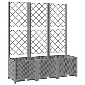 Berkfield Garden Planter with Trellis Light Grey 120x40x136 cm PP