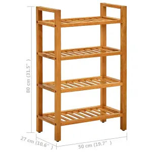 Berkfield Shoe Rack with 4 Shelves 50x27x80 cm Solid Oak Wood