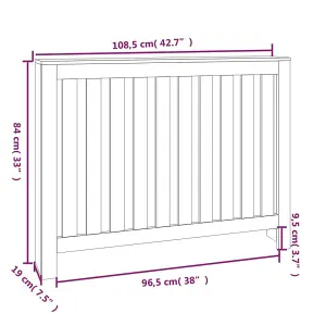 Berkfield Radiator Cover White 108.5x19x84 cm Solid Wood Pine