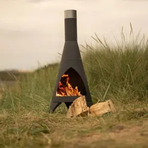 TRURO 120CM CONTEMPORARY BLACK CHIMINEA