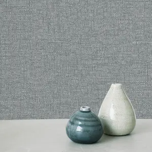 Paul Moneypenny Grey Rotan Textile Textured Wallpaper for Grandeco