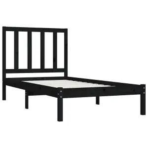 Berkfield Bed Frame Black Solid Wood Pine 100x200 cm