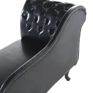 Right Hand Chaise Lounge Faux Leather Black NIMES