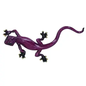 Purple Speckled Gecko Lizard Resin Wall Shed Sculpture Decor Statue Medium