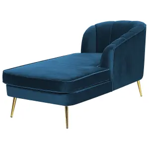 Left Hand Velvet Chaise Lounge Navy Blue ALLIER