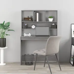 Berkfield Desk with Shelves Grey Sonoma 102x45x148 cm Engineered Wood