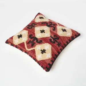 Homescapes Tirana Handwoven Traditional Red Kilim Cushion 45 x 45 cm