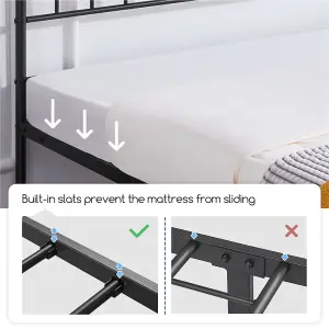 Yaheetech Black 5ft King Metal Bed Frame with Slatted Headboard and Footboard