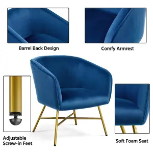 Yaheetech Dark Blue Barrel Chair Accent Chair Contemporary Dining Chair