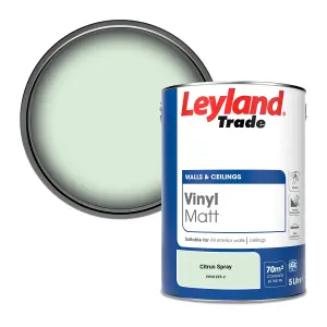 Leyland Trade Vinyl Matt Walls & Ceilings Emulsion Paint Citrus Spray (PPG1225-2) 5L