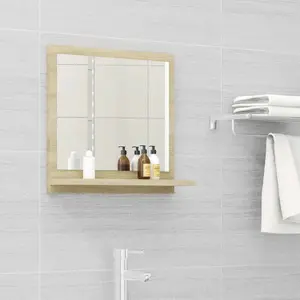 Dorlene Framed Wall Mounted Bathroom Mirror Sonoma Oak / 40 cm