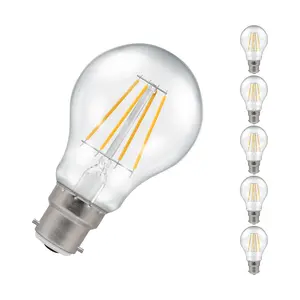 Crompton Lamps LED GLS 7W B22 Filament (5 Pack) Cool White Clear (60W Eqv)