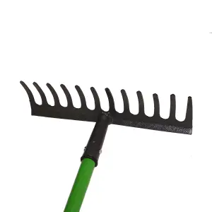 Garden Rake Soil Leaves Leaf Raker 12 Teeth Carbon Steel With PVC Grip