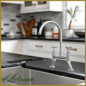 Artisan Mayfair Bridge Traditional Kitchen Tap with Crosshead Handles - Chrome