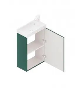 400mm wall hung green bathroom vanity unit with basin and storage