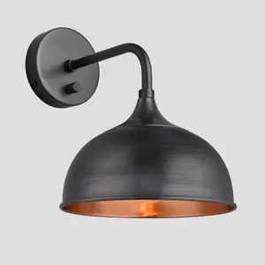 Industville Chelsea Dome Wall Light, 8 Inch, Pewter & Copper, Pewter Holder