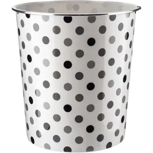 MantraRaj Plastic Waste Paper Basket Bin Round Waste Basket Trash Can Lightweight Recycling Rubbish Bin (Black Dot)